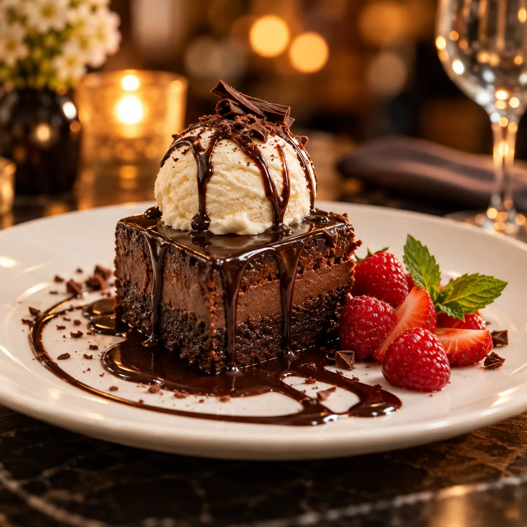 Illustration of a slice of layered dessert with a fork