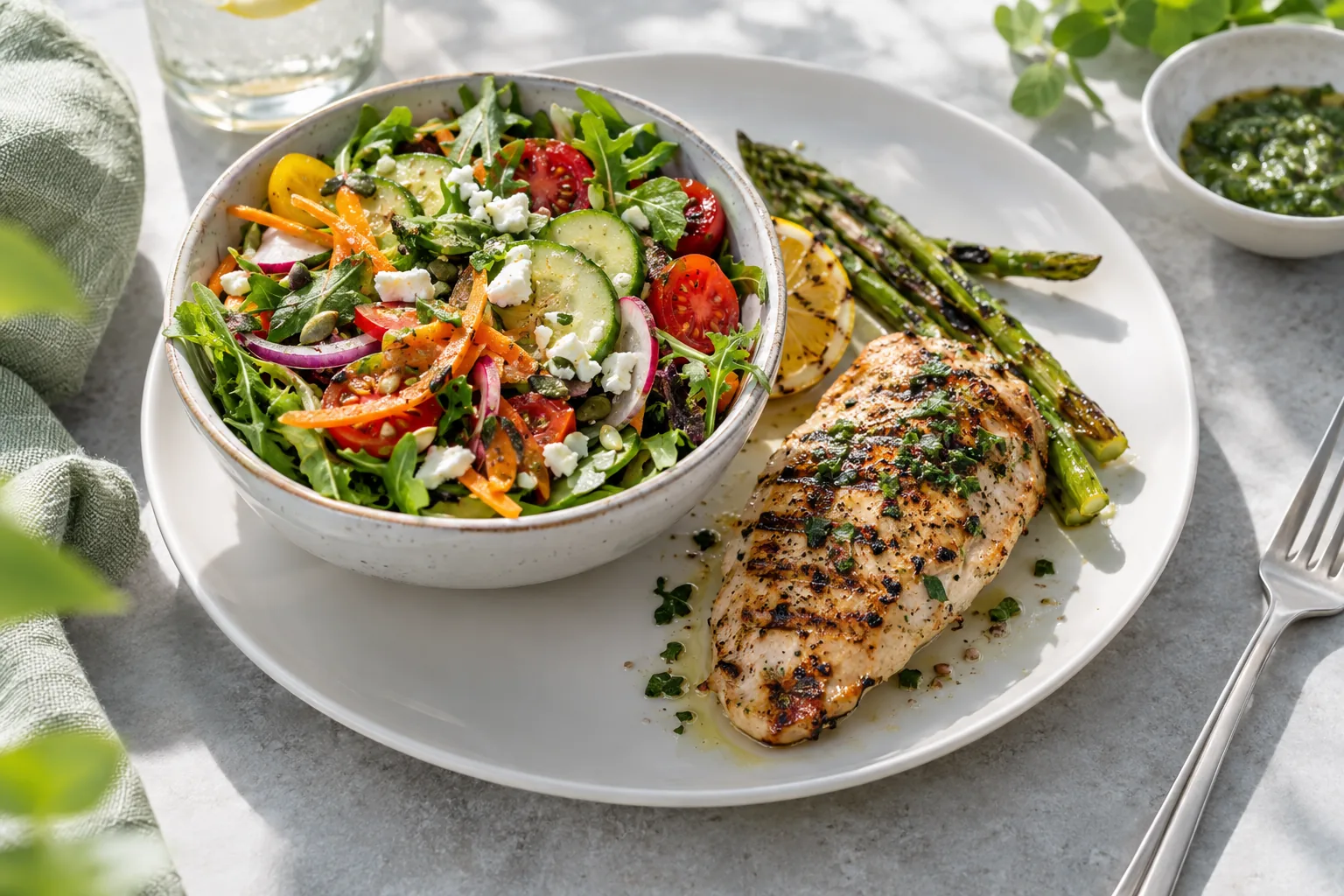 Illustration of a light fresh salad plate