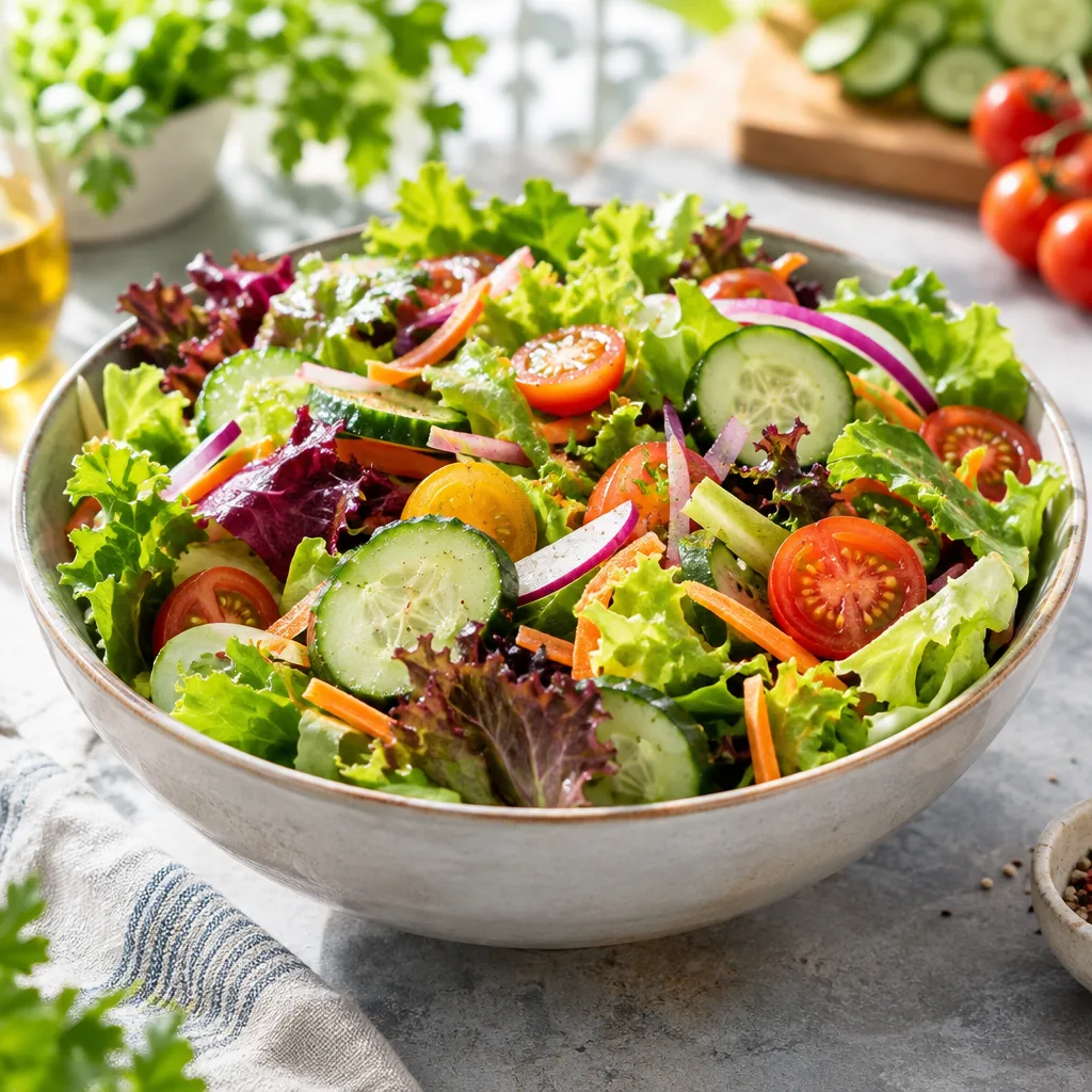 Illustration of a fresh green salad in a bowl